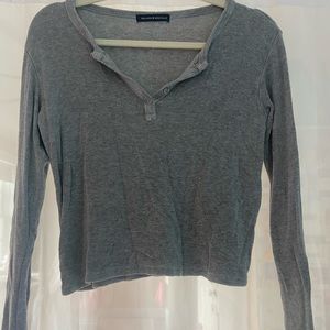 Brandy Melville Gray Long Sleeve Crop Top - one size